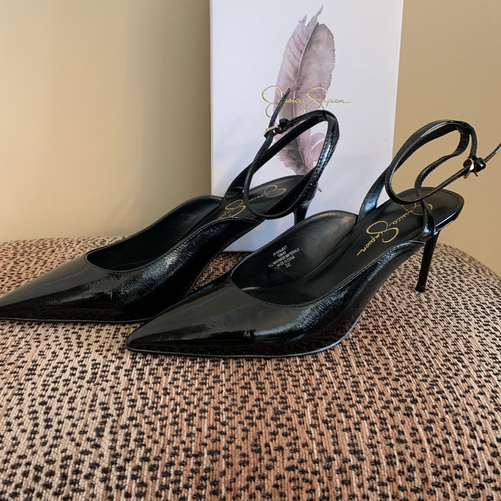 Jessica Simpson Black Slingback Pumps with Pointed Toe